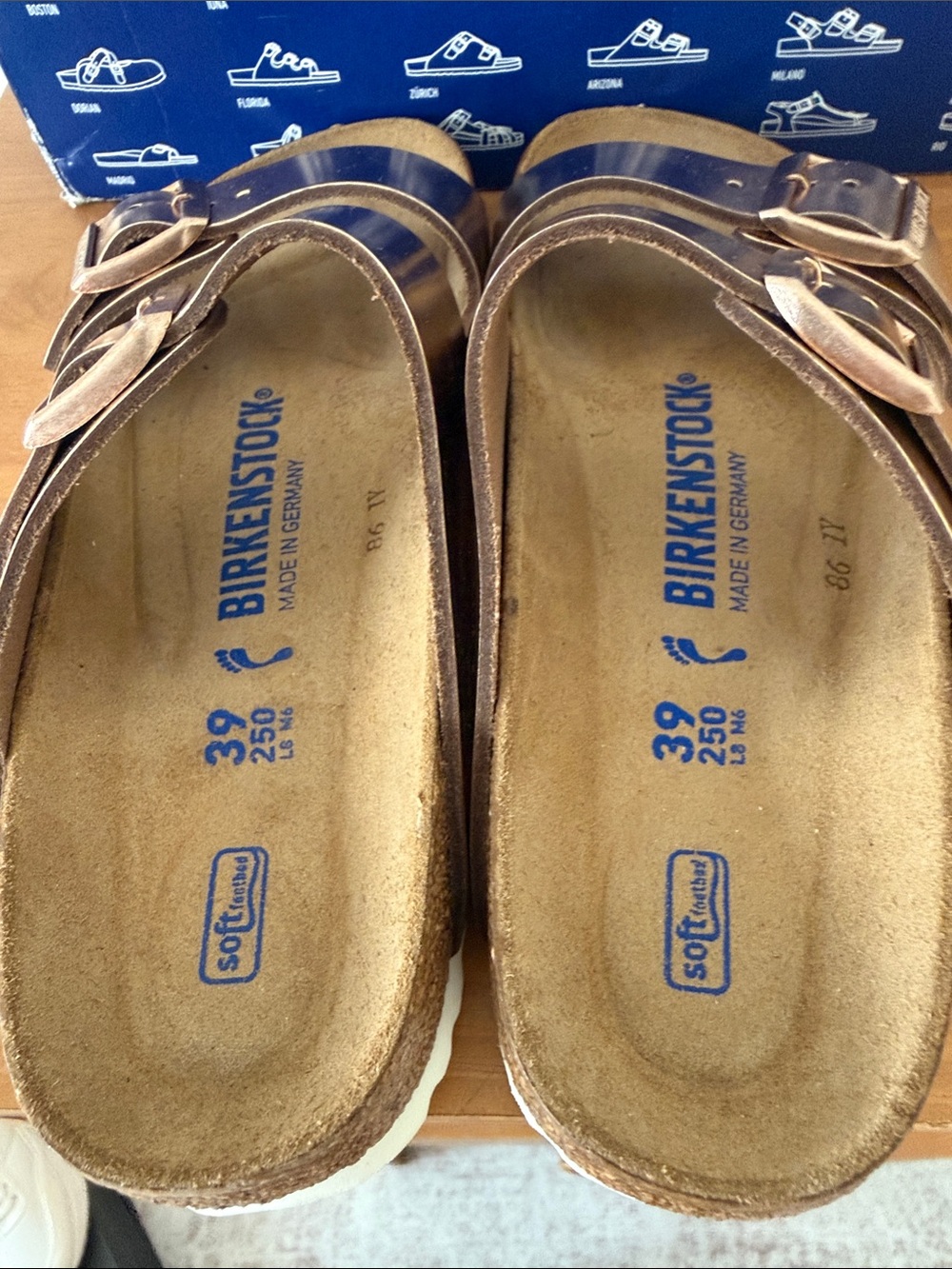 Birkenstock Arizona Metallic Rose Gold Double Strap Sandals - Metallic Rose - Picture 7 of 7